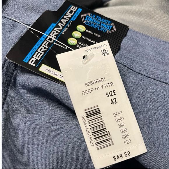 ⚫️⚫️⚫️ Roundtree & Yorke Flat Front Performance Fabric 42” Waist 9” Inseam - Picture 5 of 7